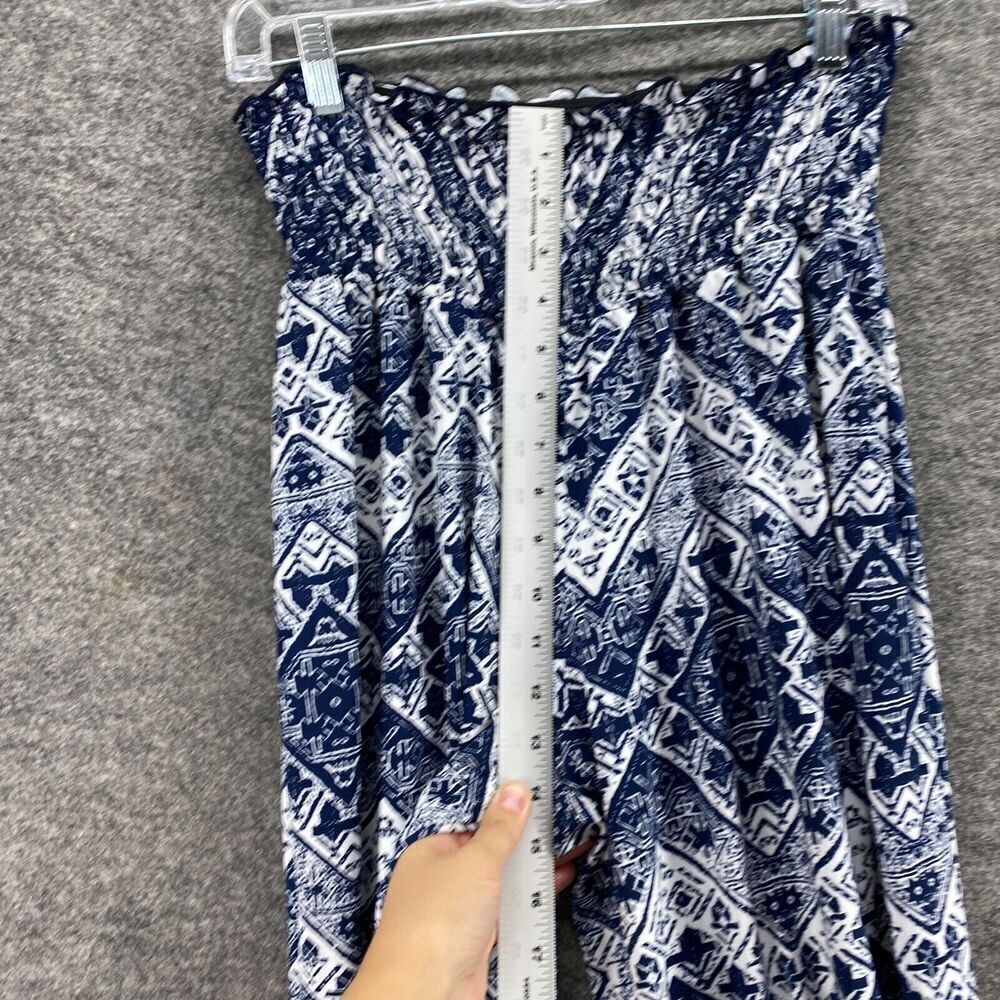 C'est La Vie Pants Women XL Blue Geometric High Rise Flat Front Chino Pull On - Picture 7 of 11